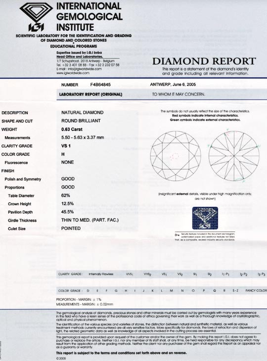 Foto 9 - Diamant IGI, Top Brillant 0,63ct Weiss Wesselton, D5557
