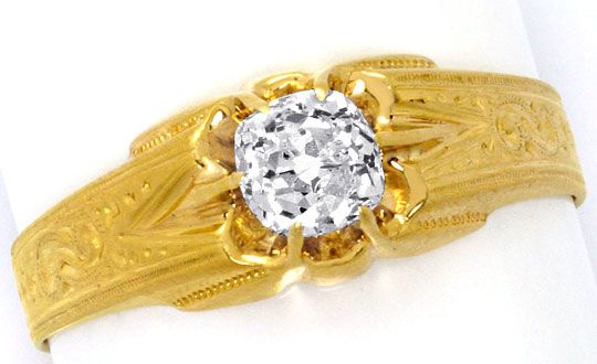 Foto 2 - Original antiker Diamant-Ring Halbkaraeter 14K Gelbgold, R4172