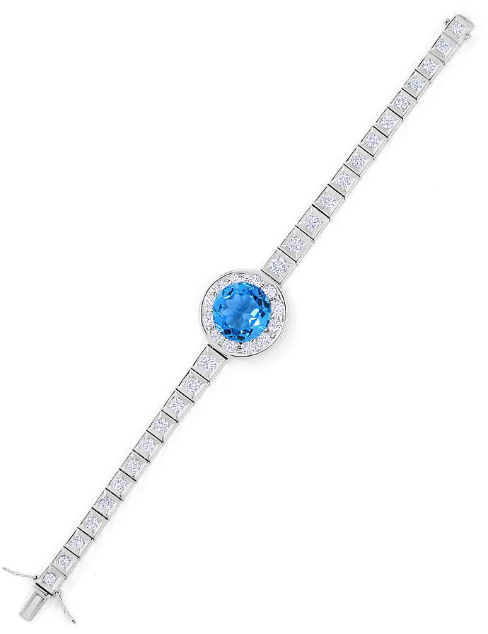 Foto 3 - Unikat Armband 5,7ct Brillanten, 12,3ct blauer 1A Topas, R9686