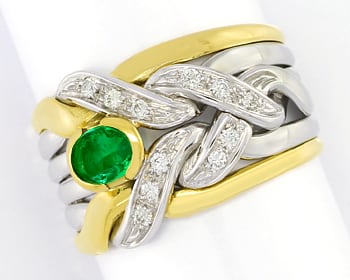 Foto 1 - Flecht Goldring Top Smaragd und Brillanten, S2915